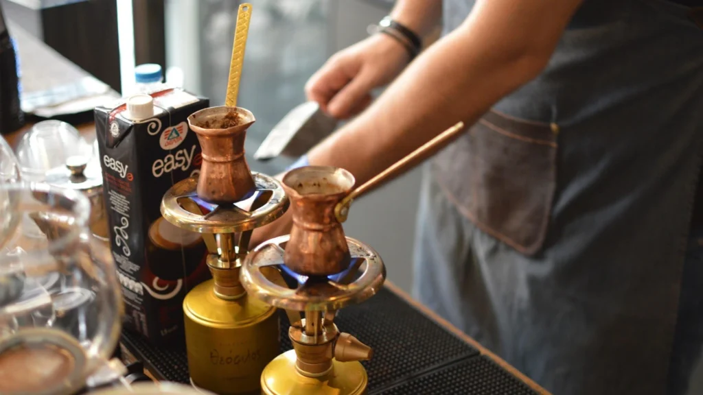 Brewing Turkish coffee