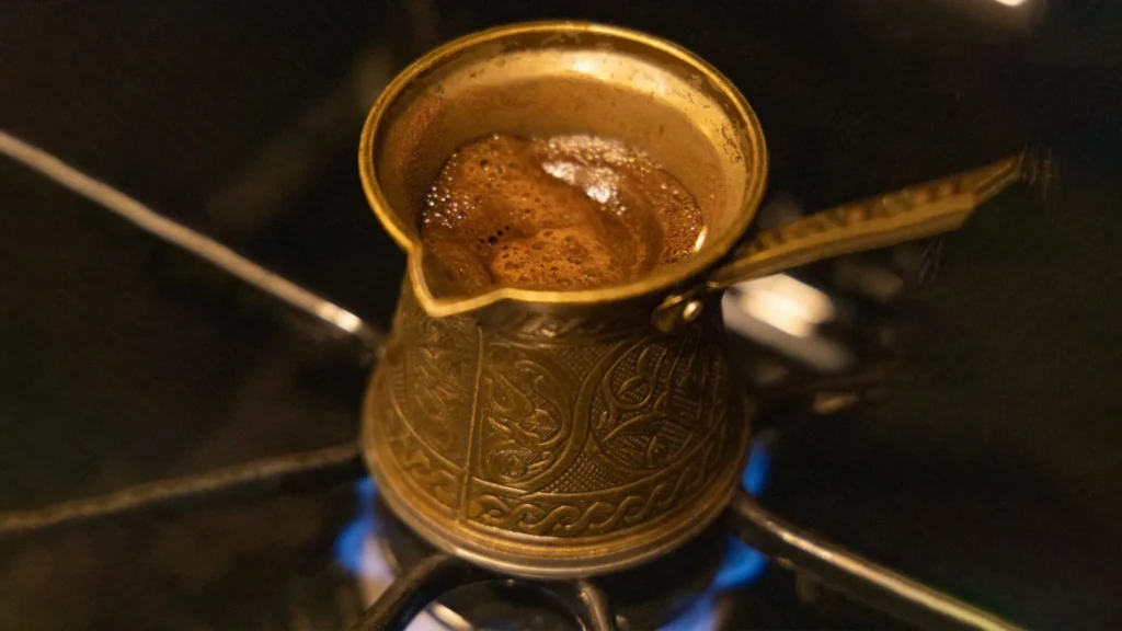 Brewing Turkish coffee