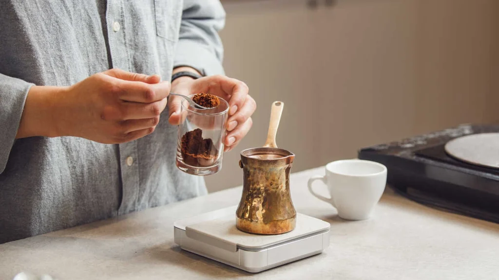 Brewing Turkish coffee